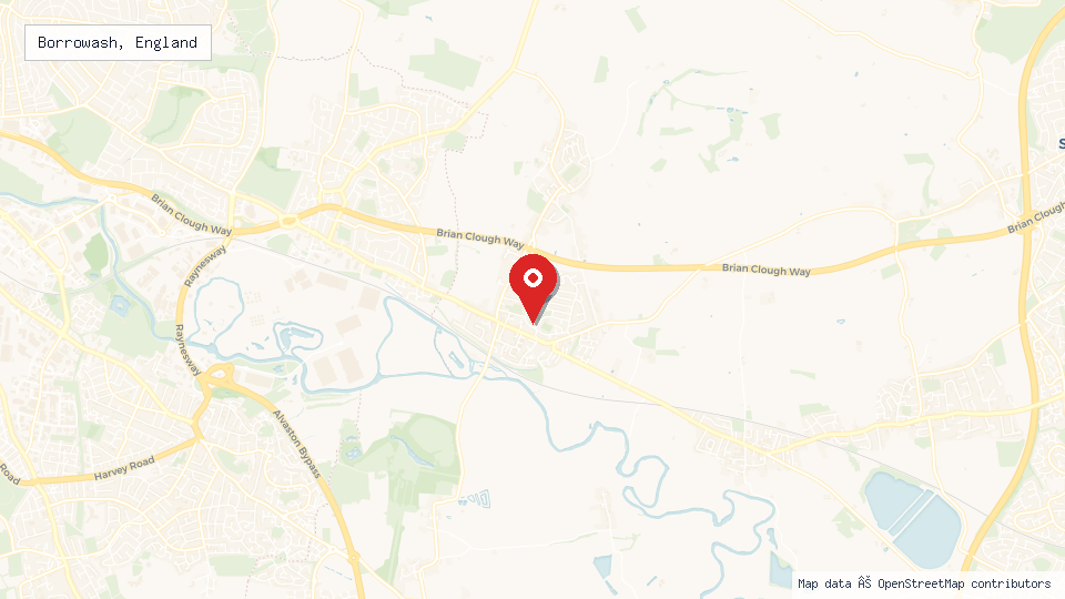 Street map of Borrowash, England with location pin