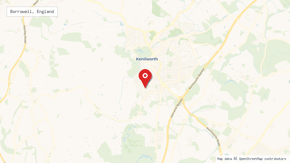 Street map of Borrowell, England with location pin