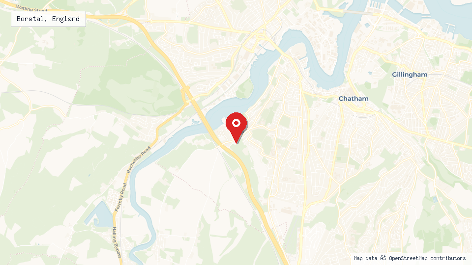 Street map of Borstal, England with location pin