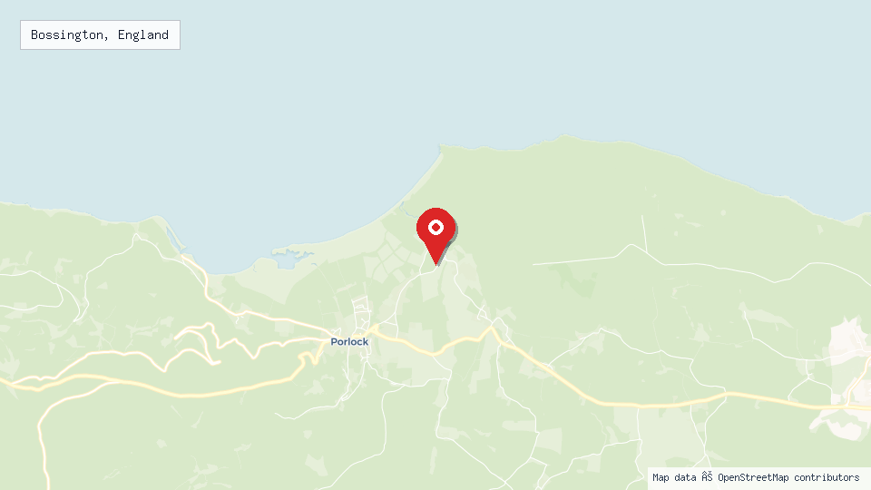 Street map of Bossington, England with location pin