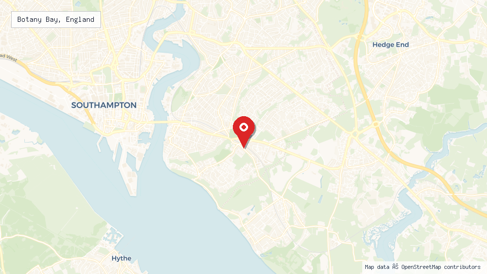 Street map of Botany Bay, England with location pin