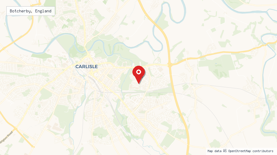 Street map of Botcherby, England with location pin
