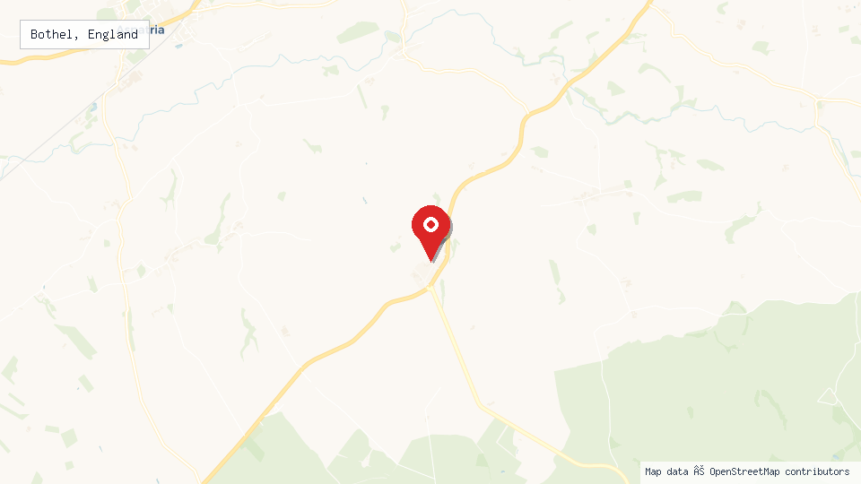 Street map of Bothel, England with location pin