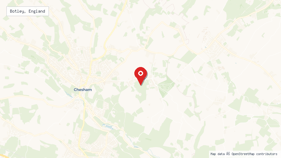 Street map of Botley, England with location pin