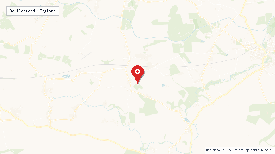 Street map of Bottlesford, England with location pin