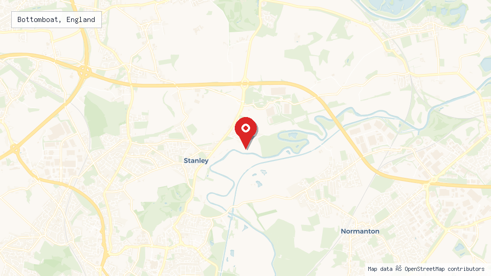Street map of Bottomboat, England with location pin
