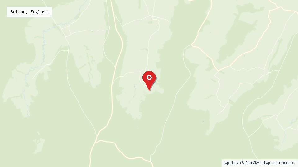 Street map of Botton, England with location pin