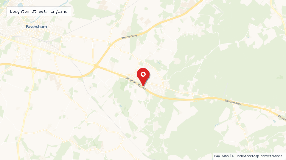 Street map of Boughton Street, England with location pin