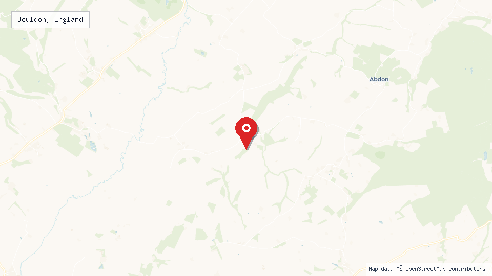 Street map of Bouldon, England with location pin