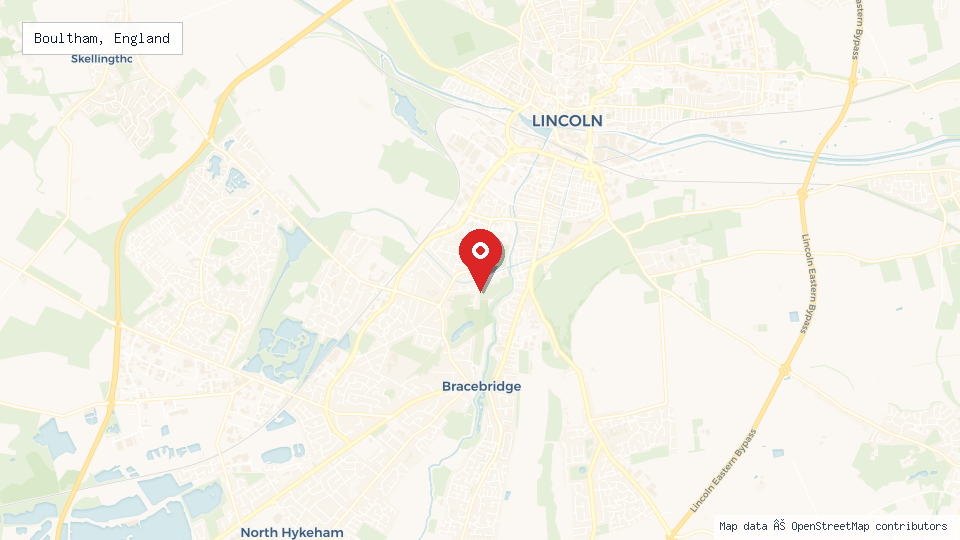 Street map of Boultham, England with location pin