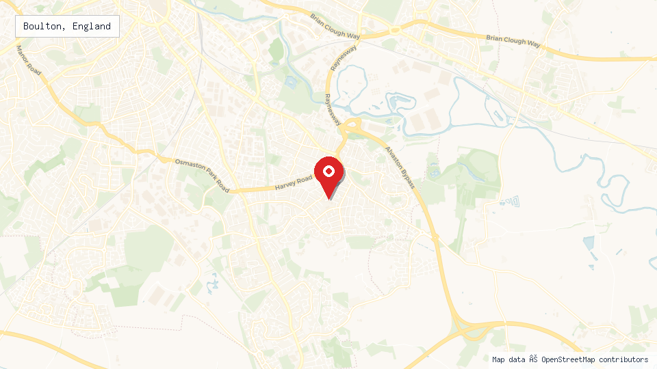 Street map of Boulton, England with location pin