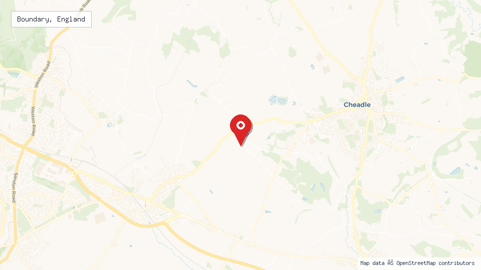Street map of Boundary, England with location pin
