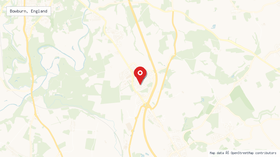 Street map of Bowburn, England with location pin