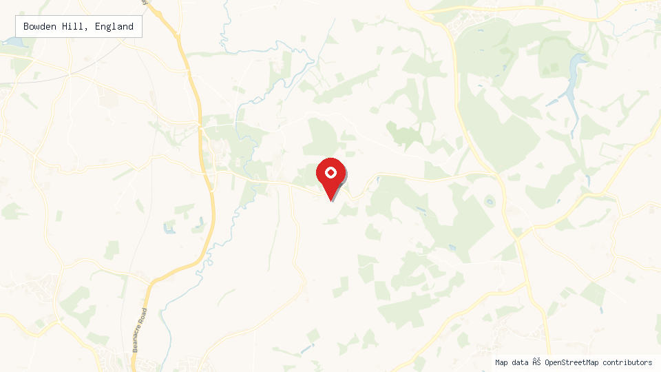Street map of Bowden Hill, England with location pin