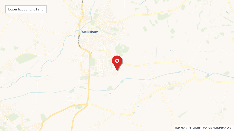 Street map of Bowerhill, England with location pin