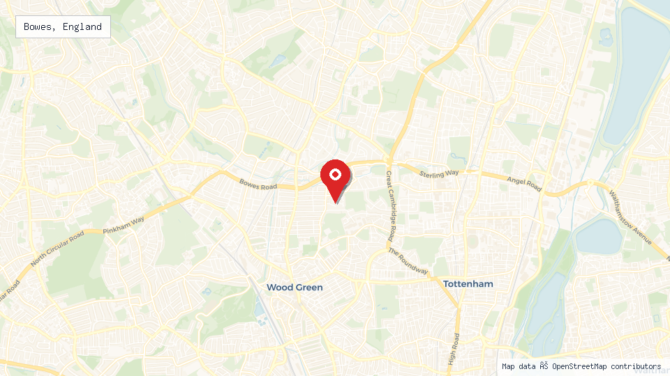 Street map of Bowes, England with location pin