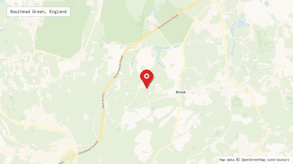 Street map of Bowlhead Green, England with location pin