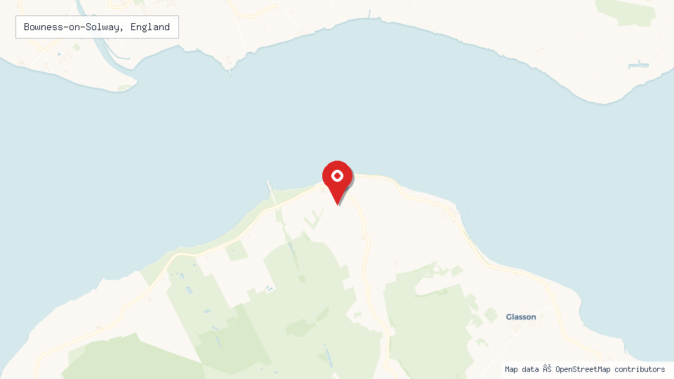 Street map of Bowness-on-Solway, England with location pin