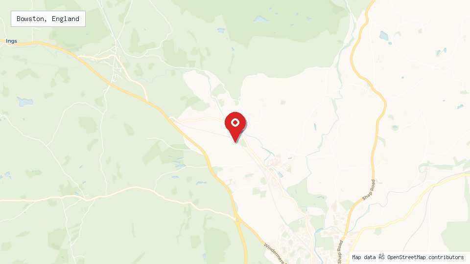 Street map of Bowston, England with location pin