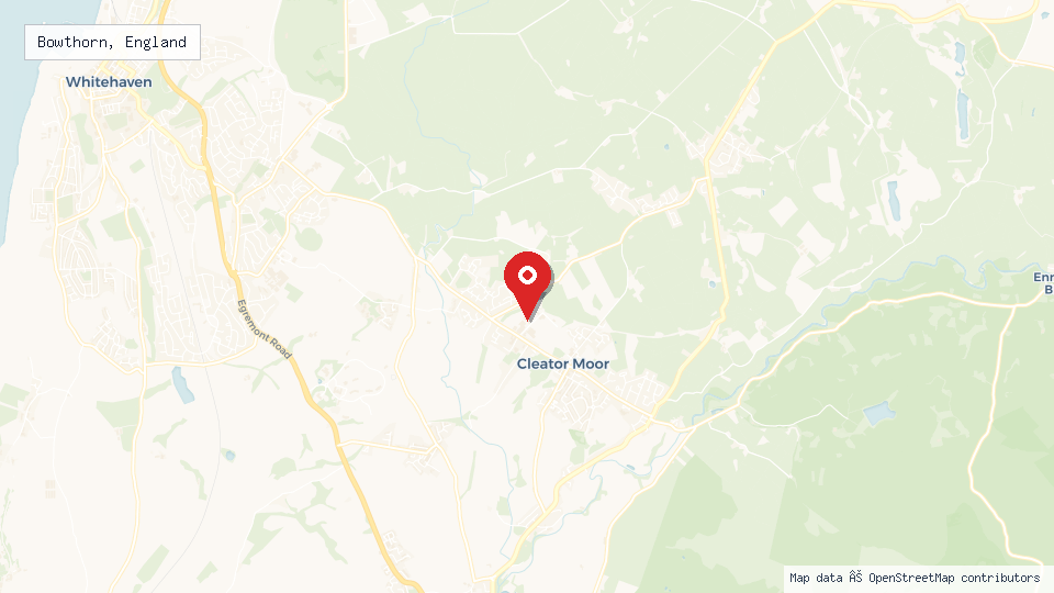 Street map of Bowthorn, England with location pin