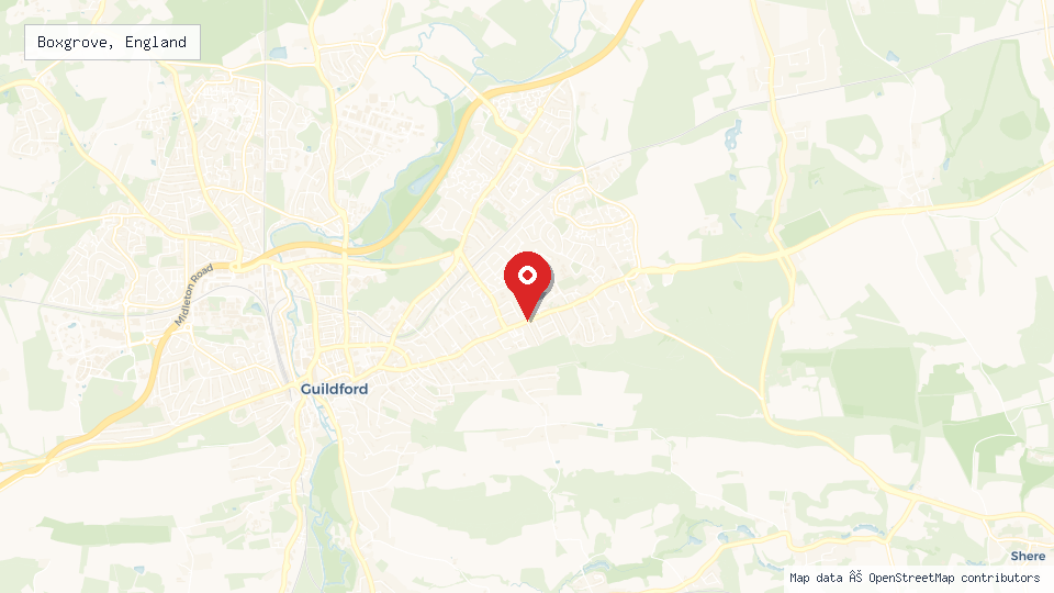 Street map of Boxgrove, England with location pin