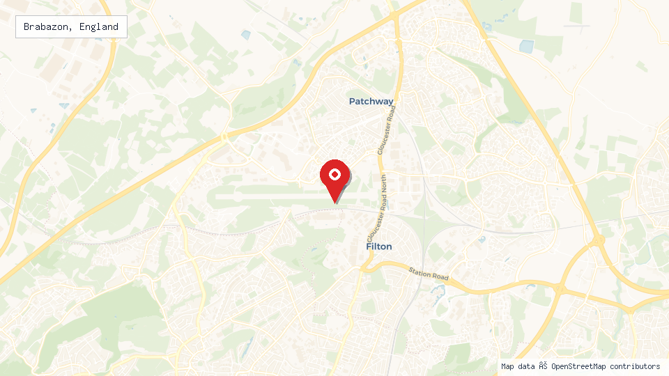 Street map of Brabazon, England with location pin