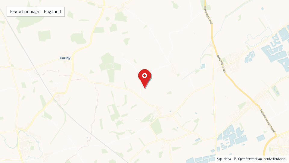 Street map of Braceborough, England with location pin