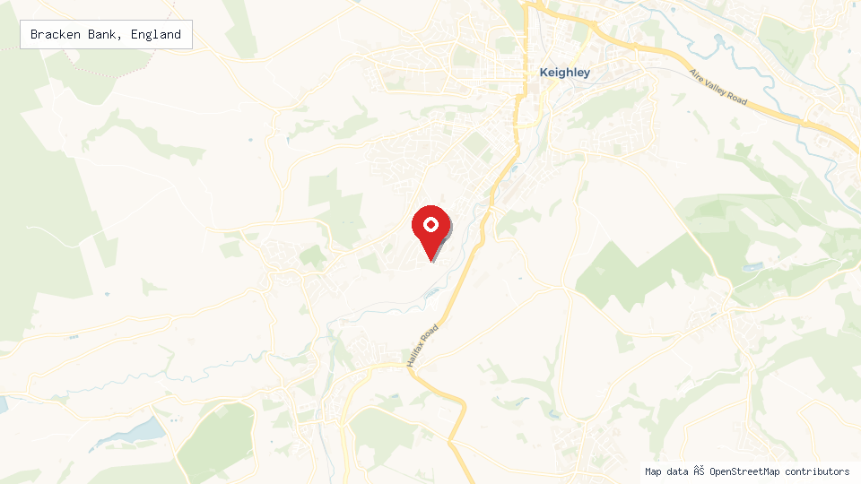 Street map of Bracken Bank, England with location pin
