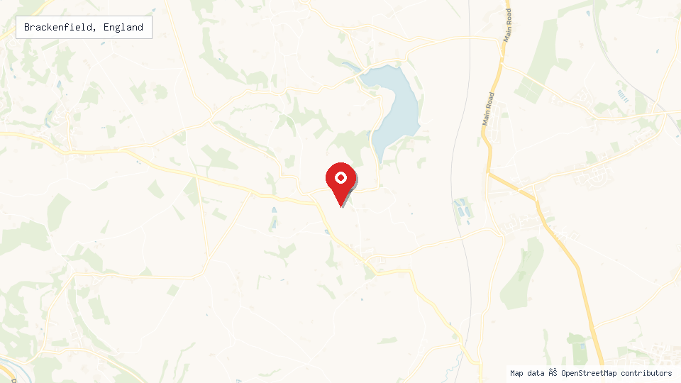 Street map of Brackenfield, England with location pin