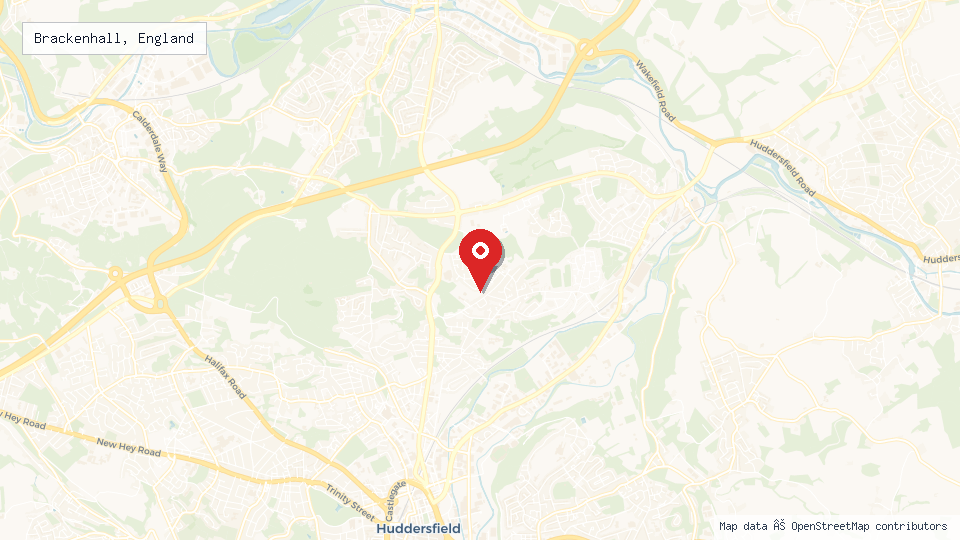 Street map of Brackenhall, England with location pin