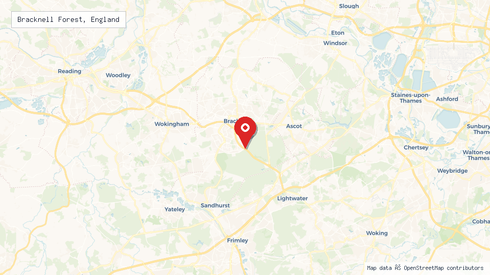Street map of Bracknell Forest, England with location pin