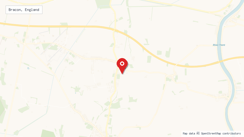 Street map of Bracon, England with location pin