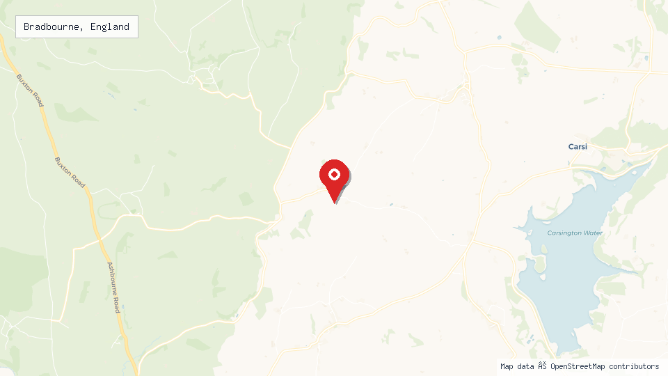Street map of Bradbourne, England with location pin