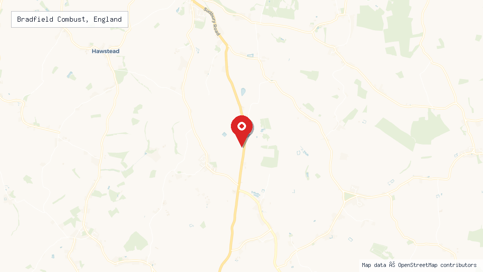 Street map of Bradfield Combust, England with location pin