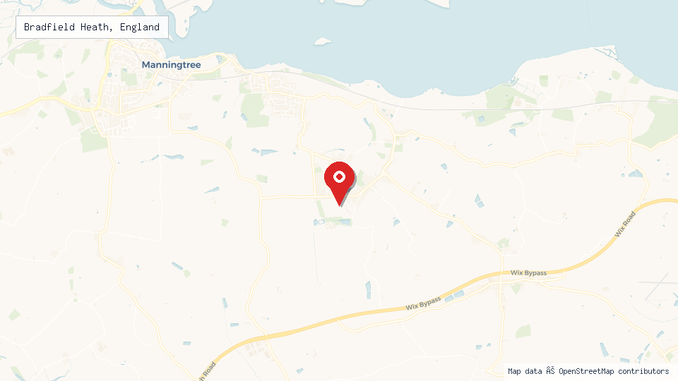 Street map of Bradfield Heath, England with location pin