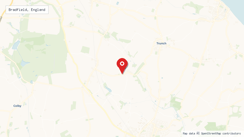 Street map of Bradfield, England with location pin