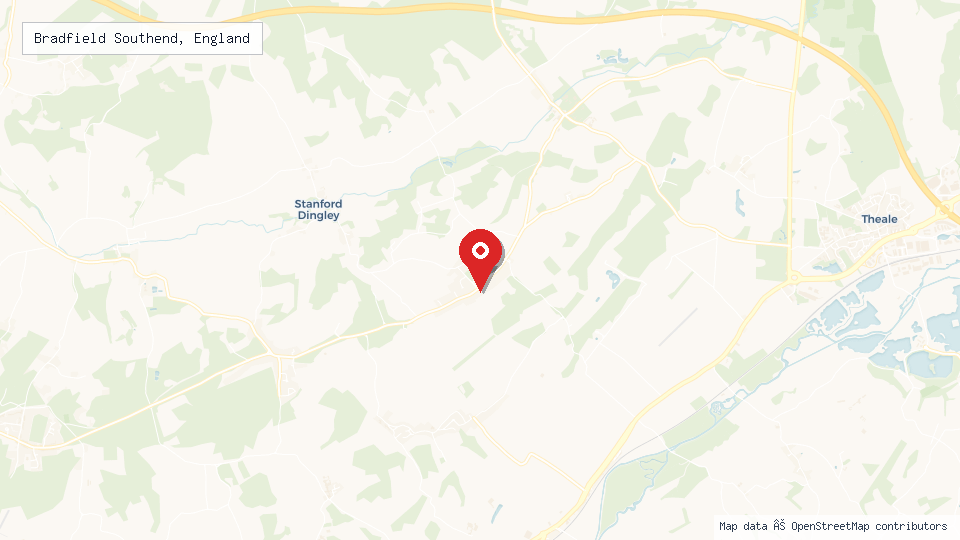 Street map of Bradfield Southend, England with location pin