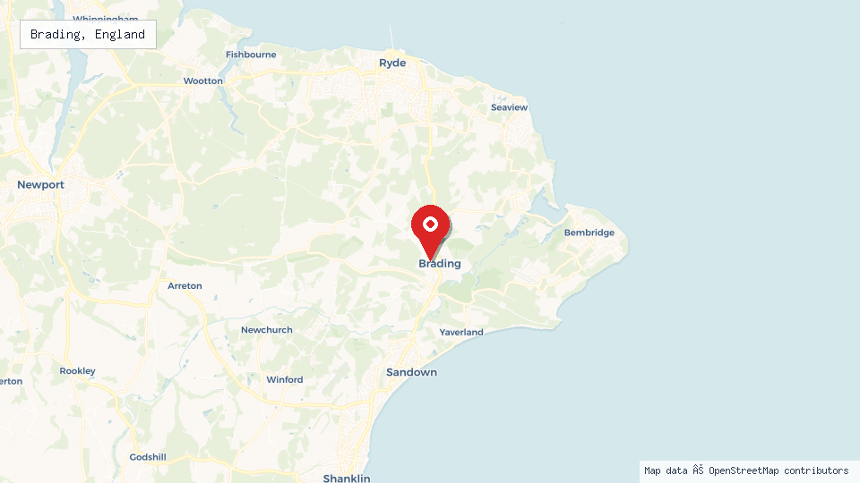 Street map of Brading, England with location pin