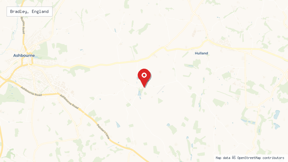 Street map of Bradley, England with location pin
