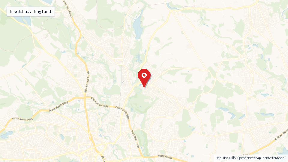 Street map of Bradshaw, England with location pin