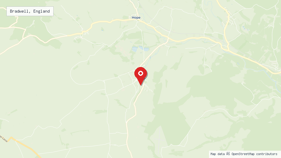 Street map of Bradwell, England with location pin