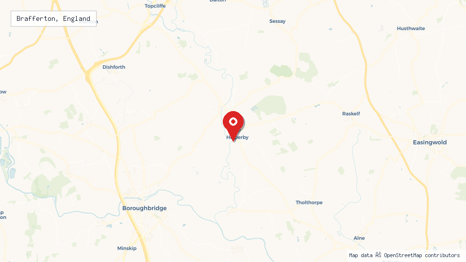 Street map of Brafferton, England with location pin