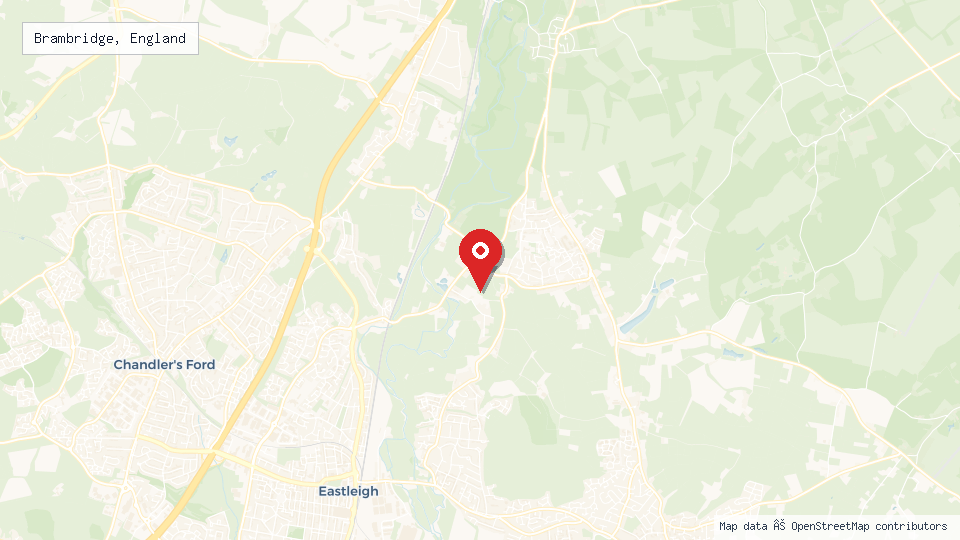 Street map of Brambridge, England with location pin