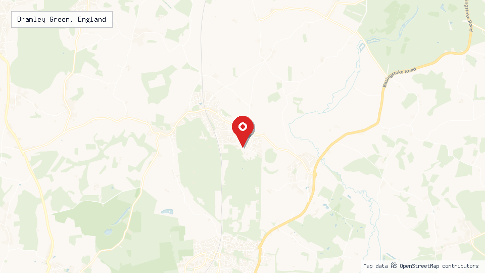 Street map of Bramley Green, England with location pin