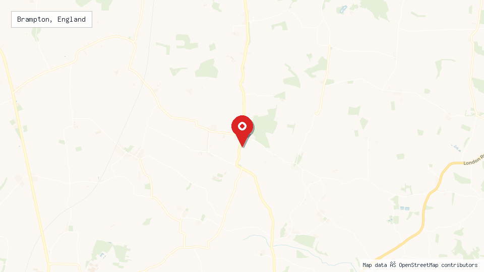 Street map of Brampton, England with location pin