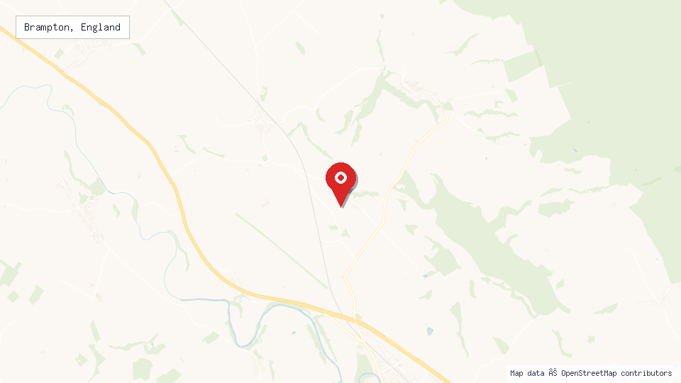 Street map of Brampton, England with location pin