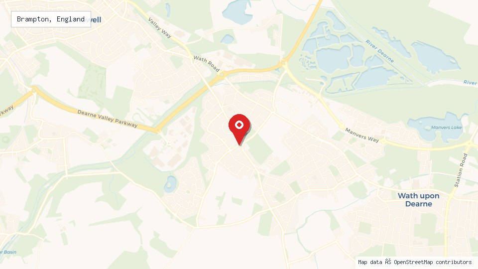 Street map of Brampton, England with location pin