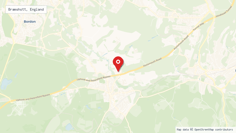 Street map of Bramshott, England with location pin