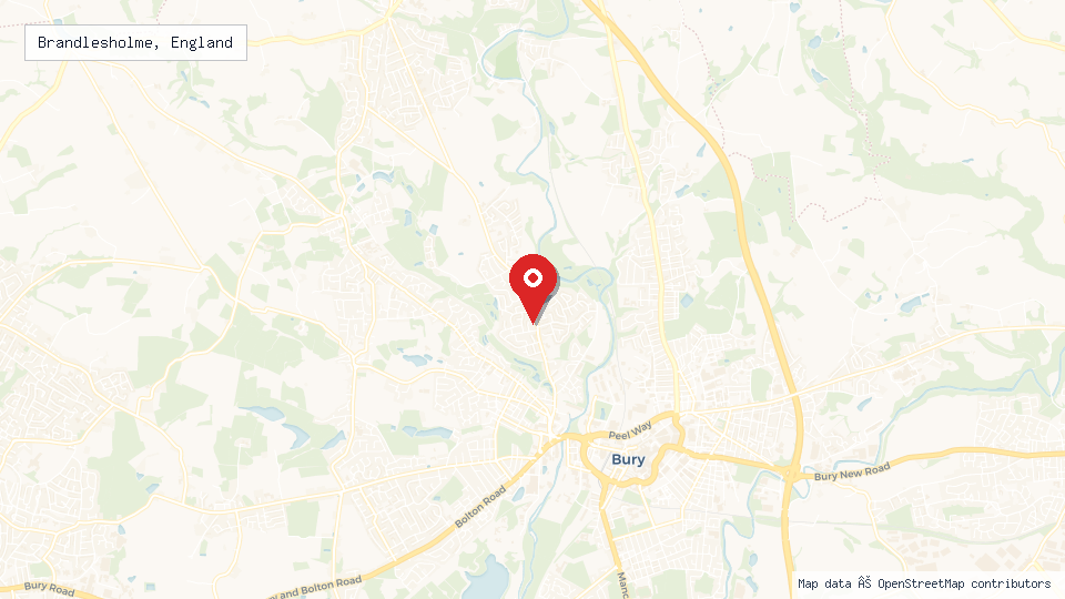 Street map of Brandlesholme, England with location pin