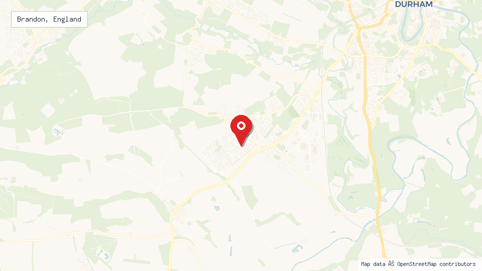 Street map of Brandon, England with location pin